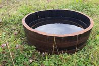 SMALL 20CM TALL OAK HALF WHISKY BARREL FISH POND LILLY WATER FEATURE TUB 