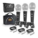 Pyle 3 Piece Professional Dynamic Microphone Kit Cardioid Unidirectional Vocal Handheld MIC with Hard Carry Case & Bag, Holder/Clip & 26ft XLR Audio Cable to 1/4'' Audio Connection (PDMICKT34),Black