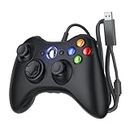 Dinosoo Wired Controller for Xbox 360, Upgraded Joystick Compatible with Xbox 360 & Slim/Windows 11/10/8/7 PC Controller, with Dual-Vibration Voice Function Black