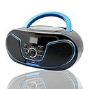 LONPOO Portable CD Player Boombox with FM Radio,USB Playback,Bluetooth-in,AUX Input and 3.5mm Earphone Output, Stereo Sound Speaker & Audio