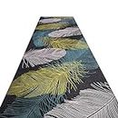 Non Slip Runner Rug Living Room Accent Farmhouse Runner Rug Area Rug Pads in Feather Design, Living Room Kitchen Bedroom Runner Rugs with Non-Slip Backing, 140/120/100/80/60cm Wide ( Size : 120x500cm