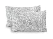 Elegant Comfort Pattern Printed Pillowcases 2-Piece Set Egyptian Quality 1500 Thread Count Timeless Classic Designs Soft and Smooth Weave, Wrinkle Resistant, Paisley King Pillowcase, Gray