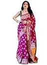 KNETLI Indian Traditional Women's Banarasi Soft Silk Kanjeevaram Pure Zari Saree with Unstitched Blouse Piece (Pink) 3D_01