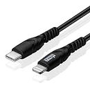 TNP Lightning auf USB C Kabel - 2m, MFi zertifiziertes Lightning Ladekabel für Apple-Geräte, für iPhone 13/13 Pro Max, iPad 9th, AirPods 3, AirPods Pro und weitere, unterstützt Power Delivery, schwarz