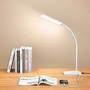 Vansuny LED Desk Lamp with USB Charging Port, Eye-Caring, 5 Color Modes,6 Brightness Levels, Touch Control, Flexible Gooseneck, Memory Function for Dorm Office Work Bedroom (12W,White)