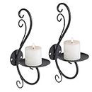 Sziqiqi 2Pcs Iron Candle Holder Wall Art Candle Hanging Candle Holder Home Decoration Tealight Candle Stand, Wall Sconce, Black