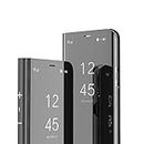 Navnika View Flip Case Compatible with Samsung Galaxy S10 Plus Clear Mirror Flip Black