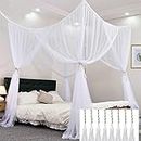 VISATOR Mosquito Net Bed Canopy,4 Corner Post Canopy Bed Curtains with 4 Hanging Hook,30ft Hanging Tether and 4 Tassel Hanging Pendants Canopy Bed for Full/Queen/King Size