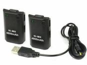 For XBOX 360 Battery 2-Pack Rechargeable + Wireless Controller USB Charger Cable