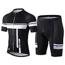 INBIKE Cycling Jersey Men Set Short Sleeve Bike Shirt Gel Padded Shorts for Summer Black XX-Large
