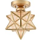 Brass Modern Moravian Star Ceiling Light Semi-Flush Mount 8 Inch Seeded Glass