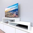 Henor FSC® Wooden Adjustable Ladder TV Stand 110+90 x 35 x 30/15 cm White