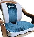DEBIK® | Seat Cushion & Lumbar Support Pillow for Office, Car, Wheelchair Memory Foam Desk Chair Cushion for Sciatica, Lower Back & Tailbone Pain Relief Desk Pad, Blue (SEAT Cushion & BACKREST)