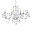 A1A9 Modern Crystal Chandelier with 10-Lights, Clear K9 Crystal Droplet Glass Ceiling Light Fitting Elegant Pendant Lights Fixture for Dining Room, Living Room, Foyer, Lounge, D80cm H60cm Chain 60cm