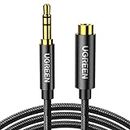 UGREEN Headphone Extension Cable, 3.5mm Audio Male to Female Stereo Extension Adapter Nylon Braided Cord Compatible for iPhone, iPad, Smartphones, Headphones, Tablets, Media Players, Gold-Plated (2M)