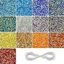 INDIKONB Tube Beads Kit, Glass Bugle Seed Beads Small Craft Beads for Jewellery DIY Bracelet Necklaces Crafting Jewelry Making Supplies Set (5 mm, Rainbow) | Bugle - Rainbow - 5 mm |