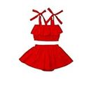 R LON Top & Skirt Kids Baby Girls Outfits Ruffle Off Shoulder Crop Tops + Bow-Knot Cotton Shorts Skirt Set Toddler Summer Clothes for Baby Girl