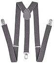 New Vastra Lok Men's Grey Color Solid Suspender Belt (Free Size/Adjustable)