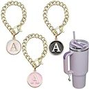 Ekarley Letter Charm Accessories For Stanley Cup, 3Pcs Initial Chain Water Bottle Handle Name Id Charms for Tumbler,Yeti, Stainless Steel
