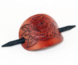 Leather oval barrette with rose, hair accessories, gift for women, hair pins.