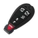 BROVACS Replacement Key Shell + Uncut Blank Emergency Insert Key Compatible with CHRYSLER DODGE JEEP 6 Button Smart Keyless Entry Remote Key Case Fob 5 BTN + Panic PG753K