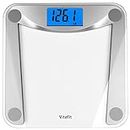 Vitafit Digital Bathroom Scale for Body Weight,Weighing Professional Since 2001,Extra Large Blue Backlit LCD and Step-On, Batteries Included, 400lb/180kg,Clear Glass