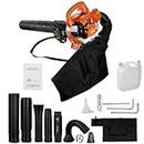 Leaf Vacuum Cordless with Bag, Leaf Blower Vacuum Cordless, 2 Stroke Handheld Leaf Blower, Gas Powered Lawn and Leaf Collector, Dual-Purpose Leaf Mulcher with Straight and Curved Blow Pipe (Orange)