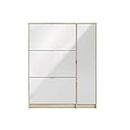 Tvilum, Oak Structure and White High Gloss Bright 3 Drawer Shoe Cabinet with Door