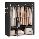 SONGMICS Portable Closet, Wardrobe Closet Organizer with Cover, 51.2 x 17.7 x 65.7 Inches, Black URYG092B02