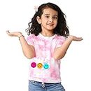 Nusyl Girls Pink Emojies Printed tie & dye Tshirt - NUGTDTSH0137