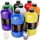 Nicpro 8 Colors Large Bulk Acrylic Pour Paint Set (33.8 oz, 1000 ml) Premixed High Flow Art Pouring Paint Supplies Kit with Silicone Pour Oil, Gloves for Beginner Cell Creation Flow DIY, Ready to Pour