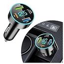 4-in-1 Fast Car Charger,PD/QC3.0/Type C Car Charger Fast Charging,Universal Car Phone Charger Cigarette Lighter USB Charger with Blue LED & Voltmeter for Car Truck SUV (QC3.0+Type-C+PD+2.4A)