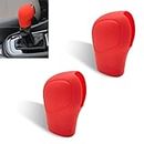 Tesnaao 2 PCS Car Shift Knob Cover, Silicone Gear Lever Cover, Anti-Slip Protective Cover, Shifting Head Cover Replacements, Automotive Decor Kit, Universal for Most Cars, Trucks, SUVs (Red)