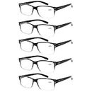 Norperwis Reading Glasses 5 Pack Quality Readers Spring Hinge Glasses for Reading for Men and Women (Black/Transparent, 2.5, multiplier_x)