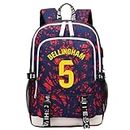 Soccer B-ellingham Multifunction Sport Backpack Travel Laptop Football Fans Bag for Men Women (Fuchsia - 1)