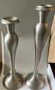 Set Of 2, Bombay Company Vintage Pewter Offsetting Tall Candlesticks, India