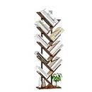 Yusong Tree Bookshelf, Geometric Bookcase with Steel Pipe for Living Room Bedroom, Floor Standing Books Shelves for Home Office (Rustic Brown)