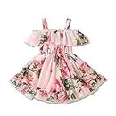 Baby Girls Summer Floral Pink Dress Clothes Off Shoulder Strap Dresses Princess Sundress Thin Skirt Outfits Pink 2-3T