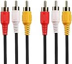 KEBILSHOP 3 RCA Male to Male 3 RCA Audio Video AV Cable. Suitable for TV LC LED Home Theater Laptop PC DVD .Black,1 Pc Pack. (3 Meter)