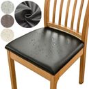 Waterproof Dining Chair Covers Cushion Seat Slipcover PU Leather Stretch Black