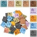 WELANE Leather Labels, 45 PCS Colorful PU Leather Embossed Handmade Tags with Holes for DIY Crafts, Sewing Jeans, Bag, Shoes, Hat (25mm/1in)