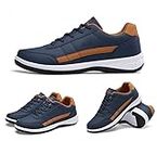 Orthopedic Sneakers for Men,Men's Extended Width Foot And Heel Comfortable Breathable Sneakers,Anti-Slip Lightweight (40, Blue)