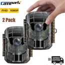Paquete de 2 cámaras de sendero de vida silvestre Campark 24MP 1080P cámara de exploración de juegos visión nocturna