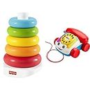 Fisher-Price Rock-a-Stack, Classic Ring Stacking Toy Made from Plant-Based Materials - GRF09 & Chatter Telephone, Infant and Toddler Pull Toy Phone, Ages 12 Months+, FGW66
