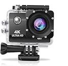IBS 4K 30FPS Action Camera Ultra HD Underwater Camera 170 Degree Wide Angle 98FT Waterproof Camera (4K AC), Black, Digital Zoom