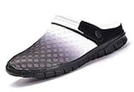 Clogs Men's Mules Mesh Sabot Summer Slippers Women's Breathable Garden Shoes with Non-Slip Soft Sole Leisure Sandals, Size 36-48, Black Grey, 40 EU