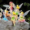 Joycabin 6 Stück Blumenfee Pixie Fly Wing Familie Miniatur-Blumenfee Mädchen Puppenhaus Garten Ornament Zubehör Figur Statue für DIY Feengarten Dekorationsset Outdoor oder Haus Dekor