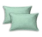 Gayu Microfiber Cotton Leaf Print Pillow Cover Set of 2 (Light Green)