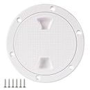 Xztrdi Boat-Ready White Round Non-Slip Inspection Hatches - Sizes 4" with Detachable Cover - ABS Plastic Screw Out Access Hatch Cover for Kayak, Yacht, Marine Accessories