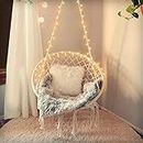 ONPRIX Round Cotton Home Swing for Perfect for Indoor, Outdoor, Teens Girl Bedroom, Home, Room, Patio, Deck, Yard, Garden, Knitted Floating Swinging Bench White